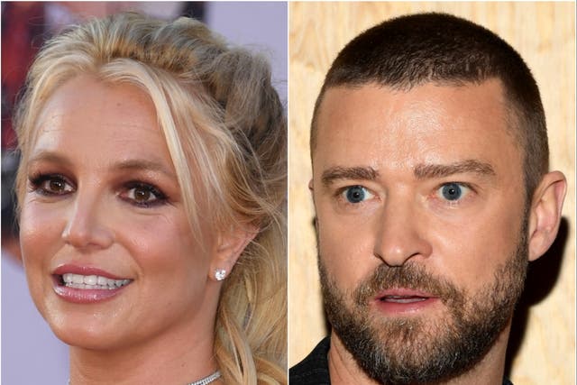 <p>Britney Spears and Justin Timberlake</p>