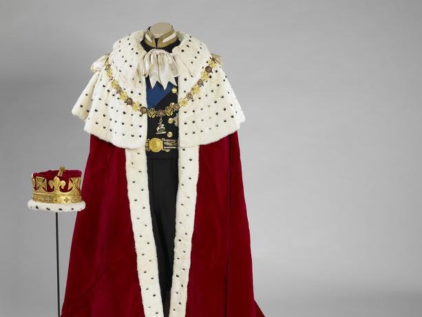 <p>The coronation robe and coronet worn by Prince Philip during the queen’s coronation </p>