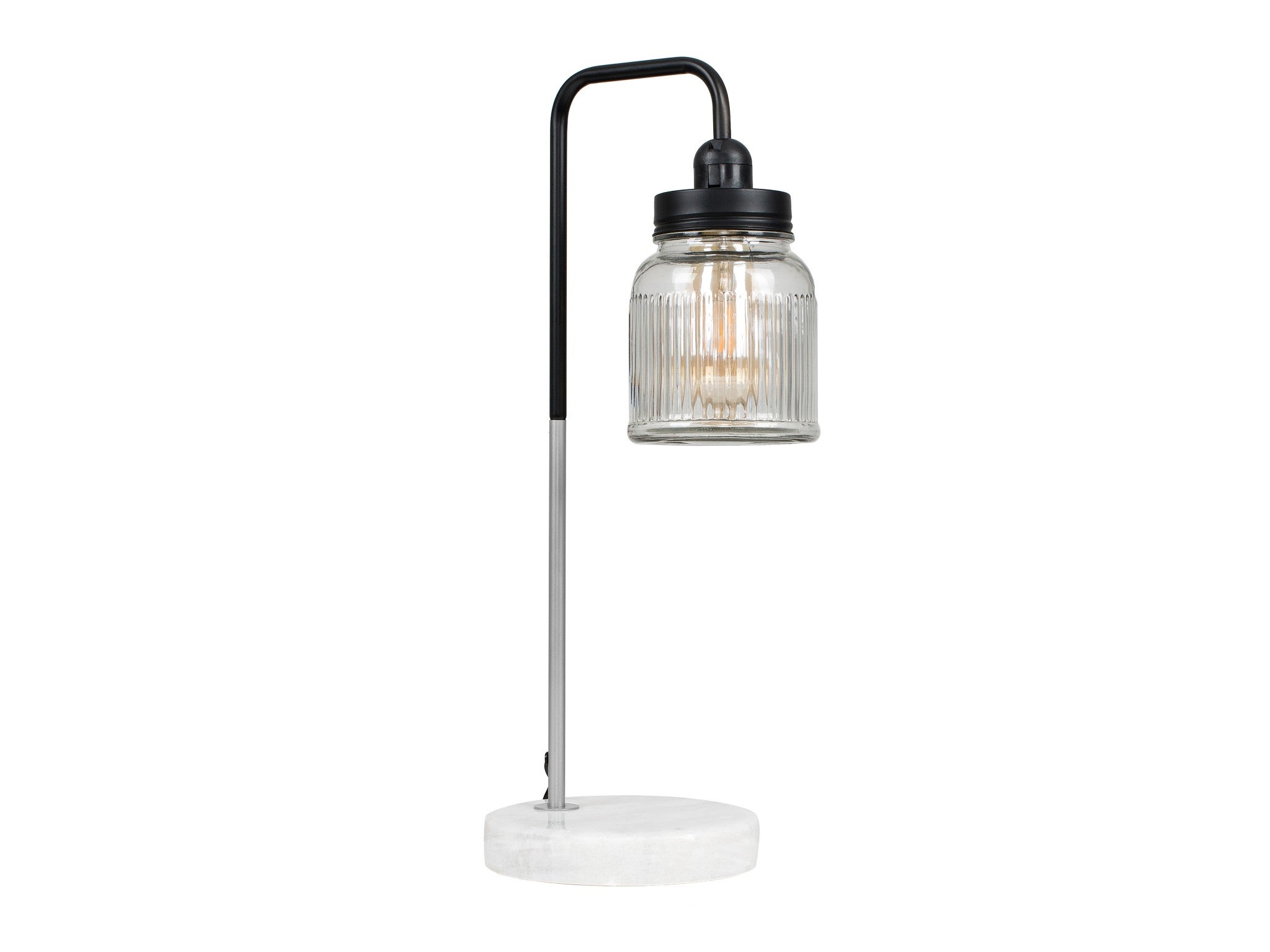 Iconic Lights talisman satin nickel table lamp with ribbed glass jam jar shade indybest.jpeg