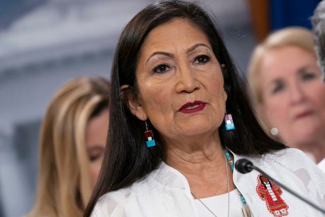 <p>La representante de EE. UU. Deb Haaland (D-NM) habla durante una conferencia de prensa con miembros del Caucus de Mujeres Demócratas antes del Estado de la Unión en el Capitolio de EE. UU. El 4 de febrero de 2020 en Washington, DC. La Sra. Haaland anunció planes para que Estados Unidos investigue los 'traumas tácitos' de los internados de nativos americanos.</p>