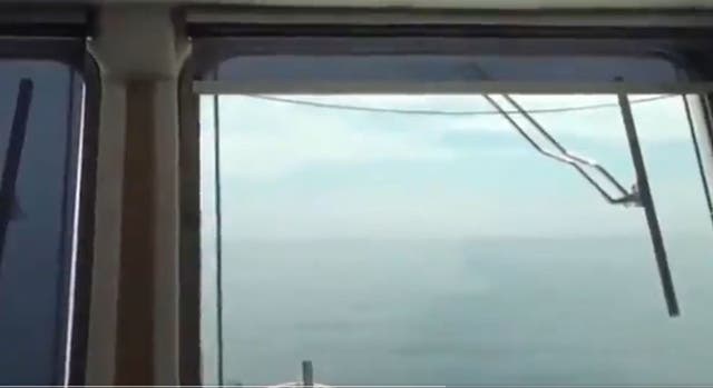 <p>Russian coastguard releases video from one of its vessels during the clash with HMS Defender in the Black Sea</p>