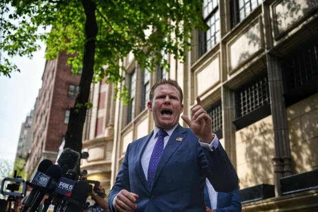 <p>File: Andrew Giuliani, son of  Donald Trump's former personal lawyer Rudy Giuliani, speaks to the press outside his father's apartment building in New York on 28 April, 2021</p>