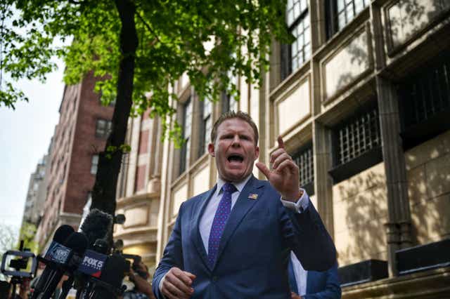 <p>File: Andrew Giuliani, son of  Donald Trump's former personal lawyer Rudy Giuliani, speaks to the press outside his father's apartment building in New York on 28 April, 2021</p>