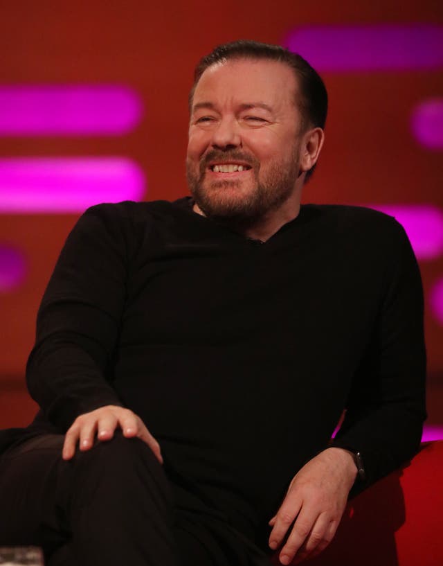 Ricky Gervais during filming for the Graham Norton Show