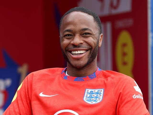 <p>Raheem Sterling of England is interviewed at St George's Park</p>