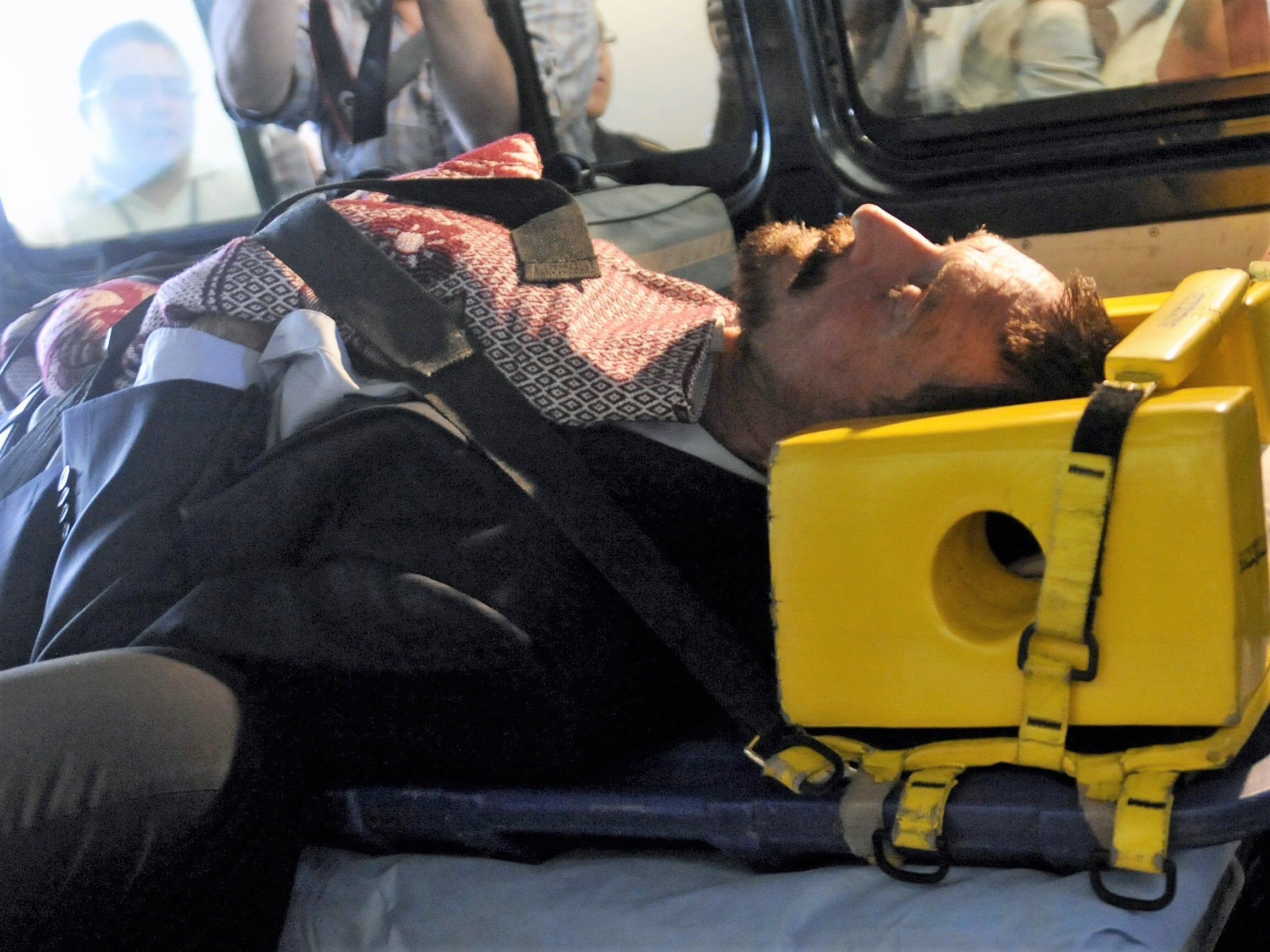 John McAfee is transferred in an ambulance to the national police hospital in Guatemala City on 6 December, 2012