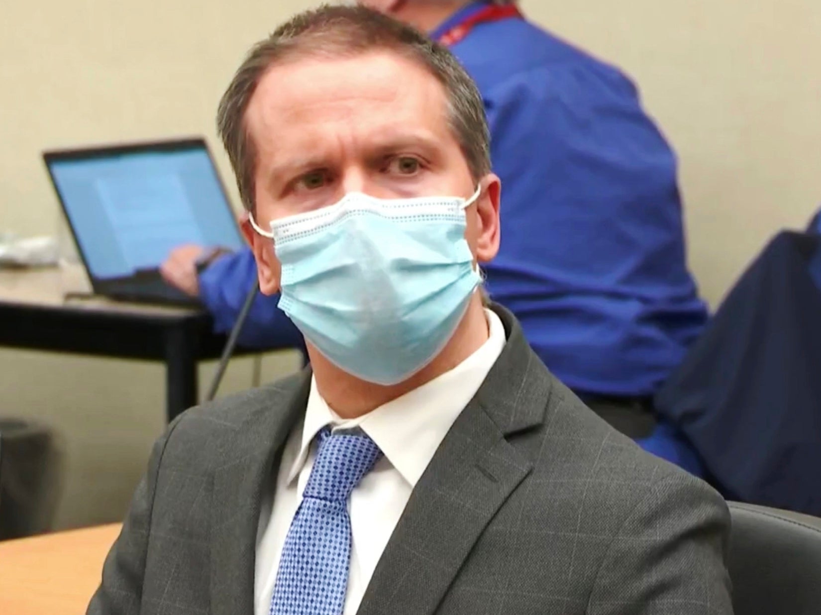 <p>Former Minneapolis police Officer Derek Chauvin, listens to verdicts at his trial for the 2020 death of George Floyd</p>