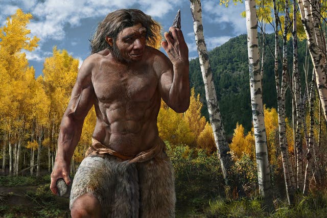 <p>Artist’s impression of Dragon Man – a new species of ancient human identified in China – in his habitat</p>
