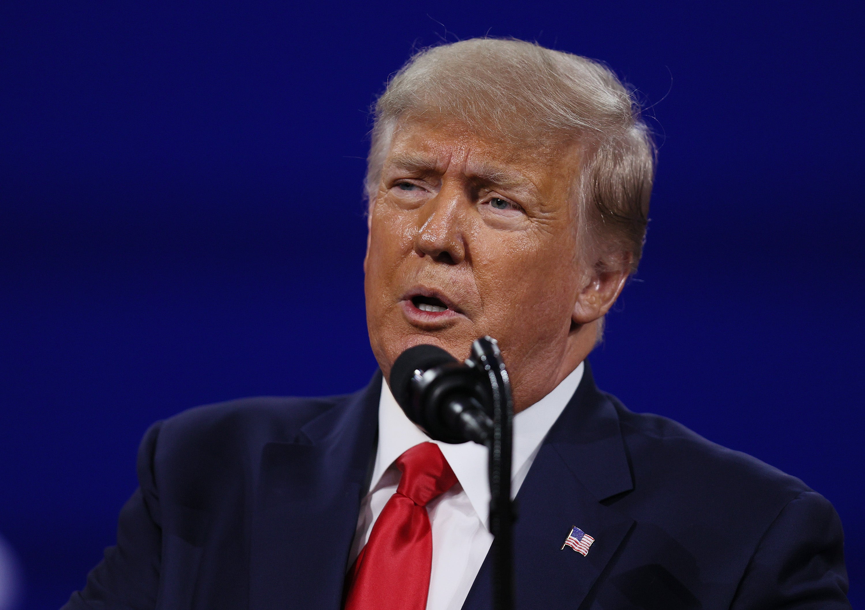 Former President Donald Trump addresses the Conservative Political Action Conference held in the Hyatt Regency on 28 February, 2021 in Orlando, Florida. The Trump Organization could soon be facing criminal charges, according to The New York Times.