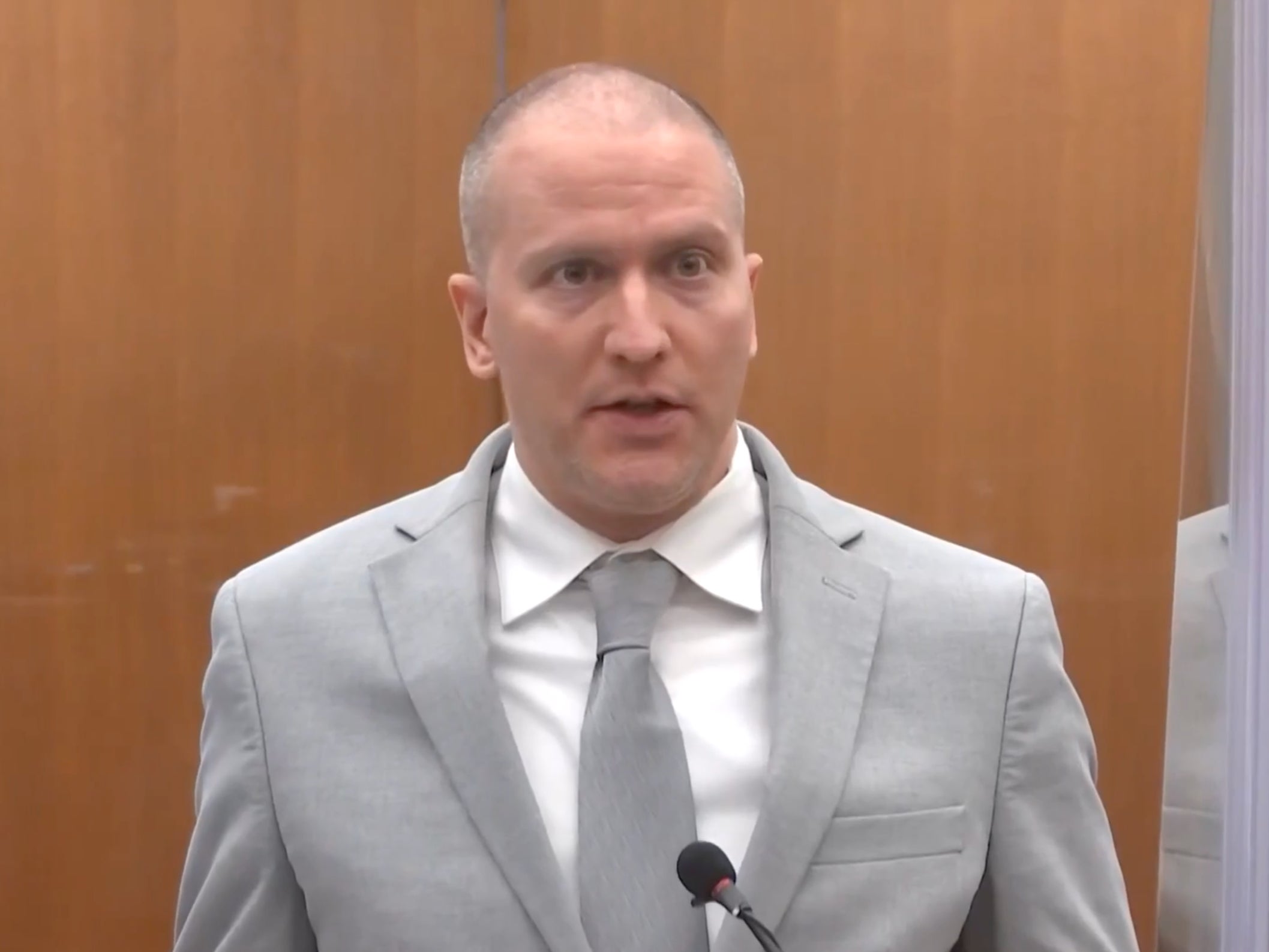 <p>Derek Chauvin hace una breve declaración antes de su sentencia por el asesinato de George Floyd</p>