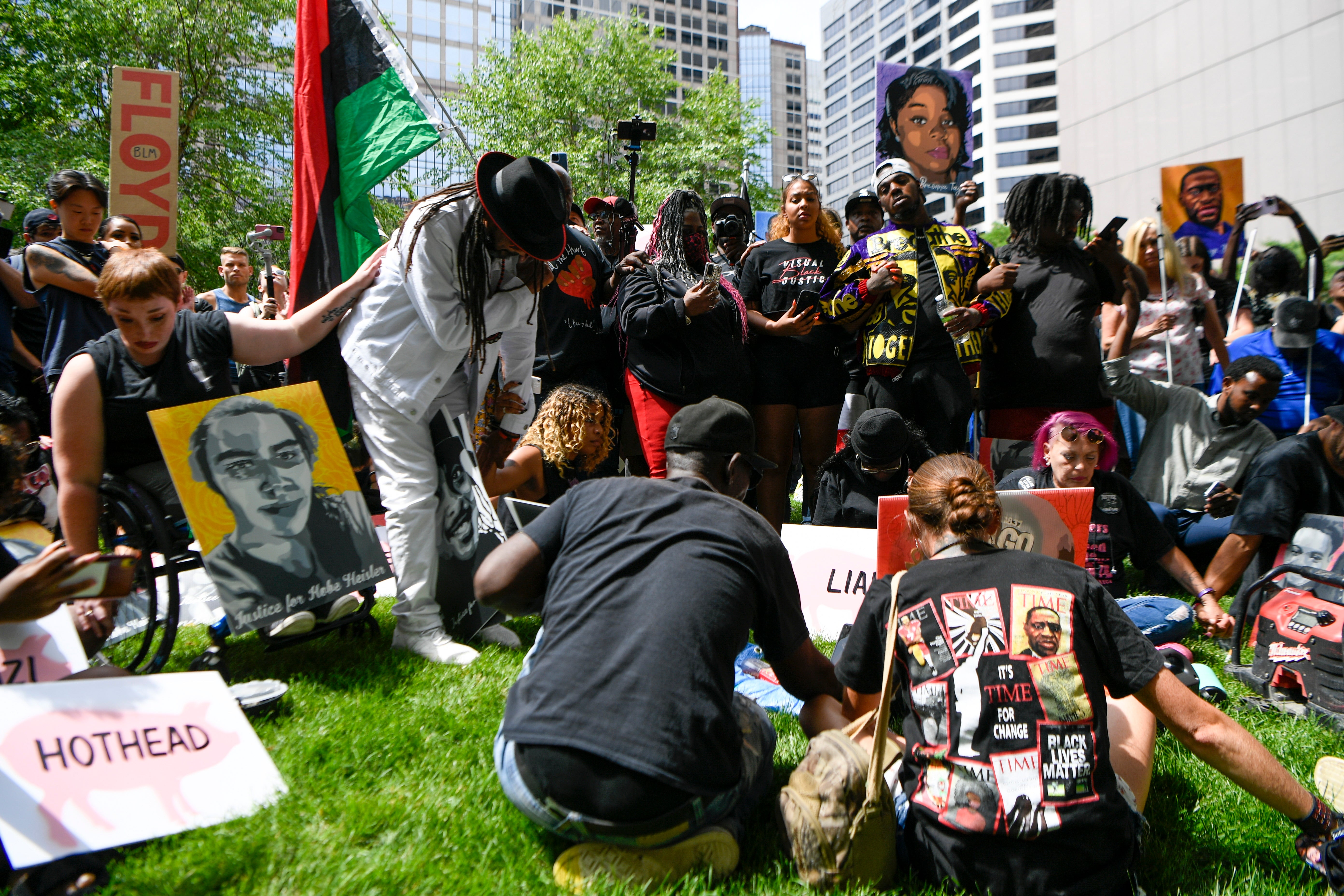 supporters gather outside the Hennepin Government Center