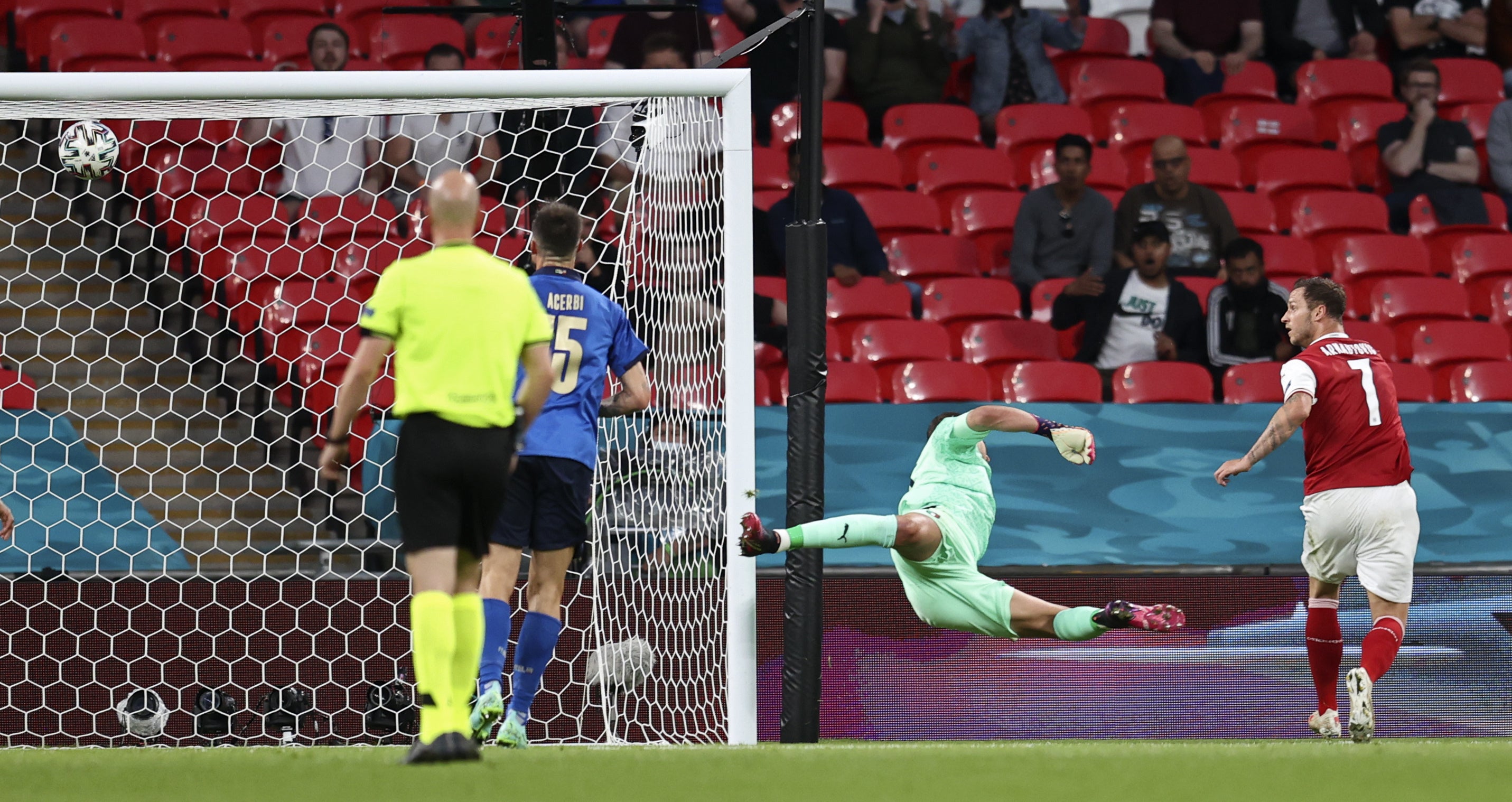 Marko Arnautovic, right, thought he opened the scoring for Austria but was denied by VAR