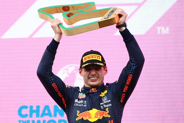 <p>Max Verstappen celebrates his victory at the Styrian Grand Prix</p>