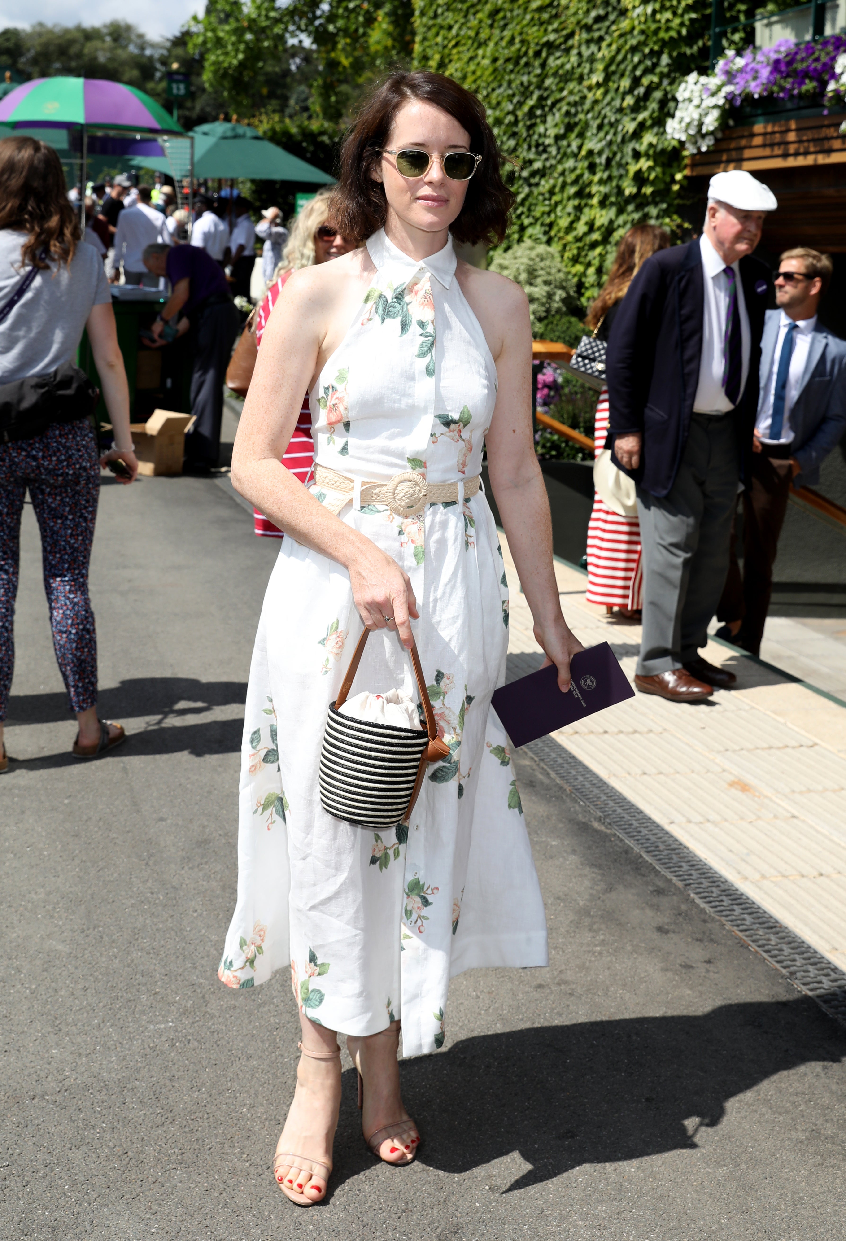Claire Foy on day ten of the Wimbledon Championships at the All England Lawn Tennis and Croquet Club, Wimbledon