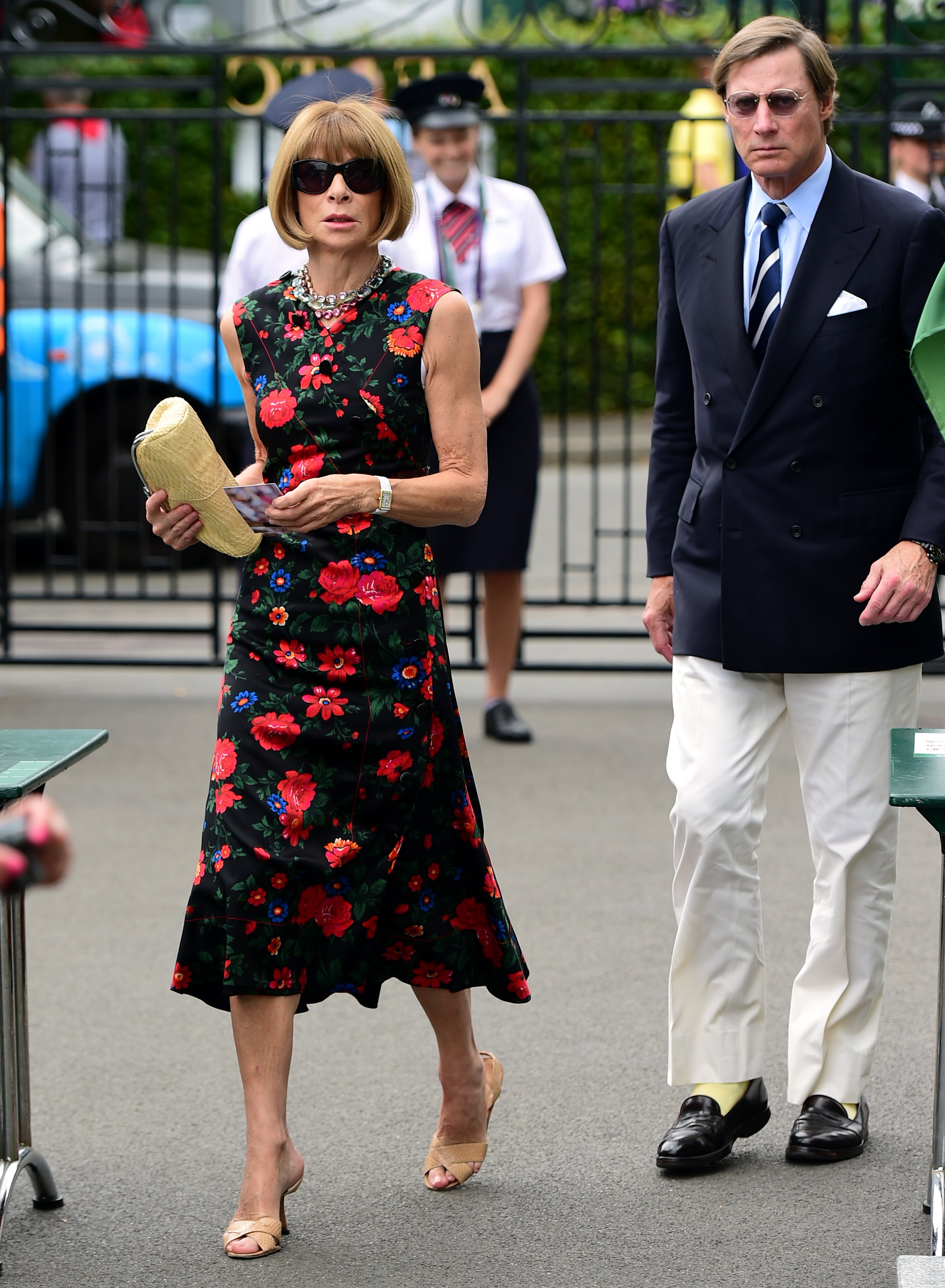 Anna Wintour and Shelby Bryan arriving on day Twelve of the Wimbledon Championships at the All England Lawn Tennis and Croquet Club, Wimbledon.