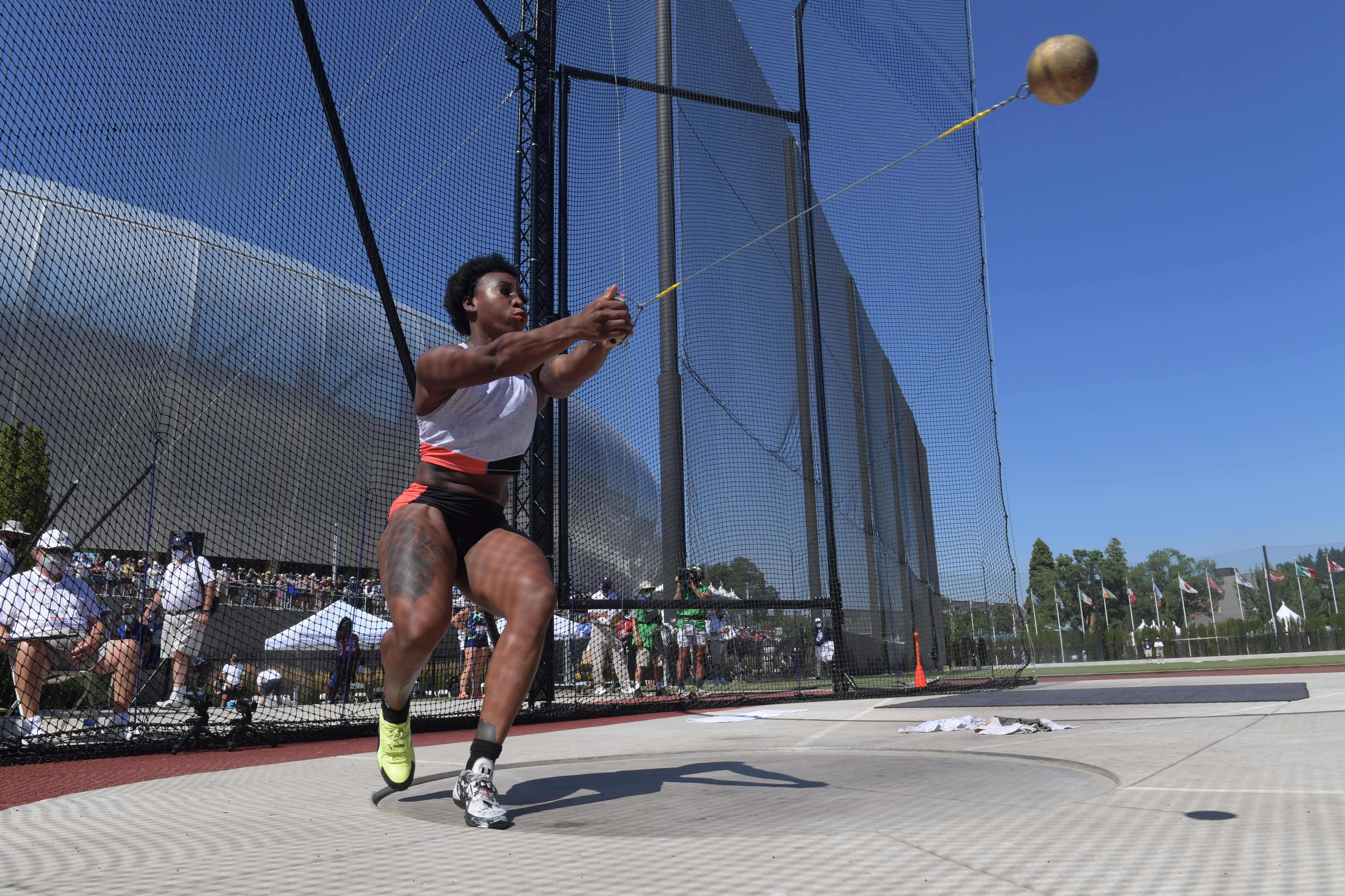 Gwen Berry finished third in the women’s hammer