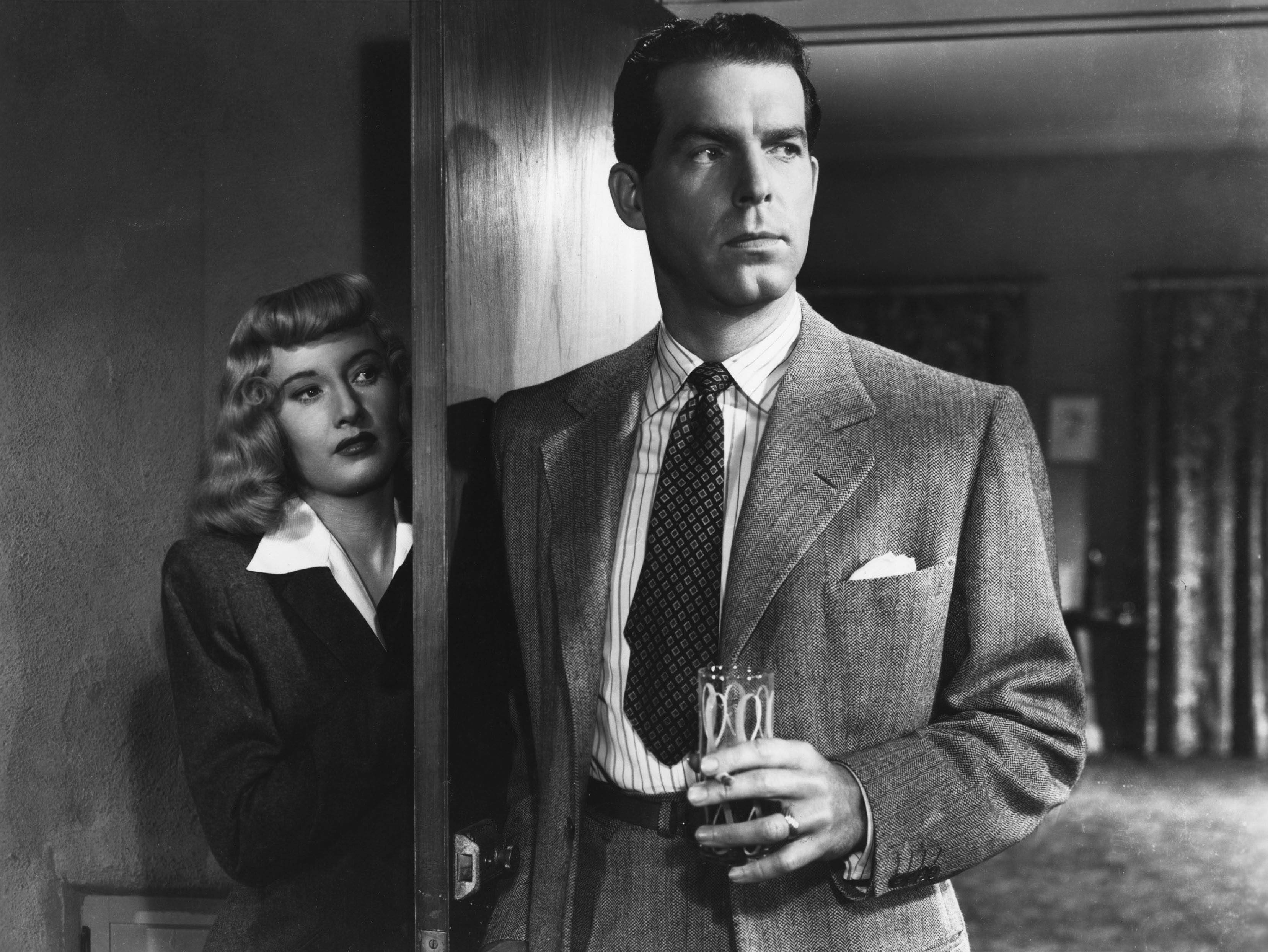 In ‘Double Indemnity’, 1944, Barbara Stanwyck manipulates Fred MacMurray into killing for her