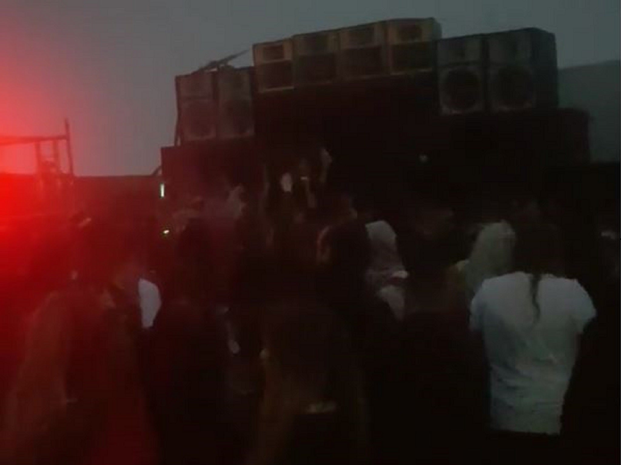 Video footage appeared to show crowds attending the illegal rave in Steyning, West Sussex