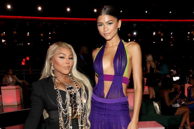 <p>(L-R) Lil' Kim and Zendaya attend the BET Awards 2021 </p>