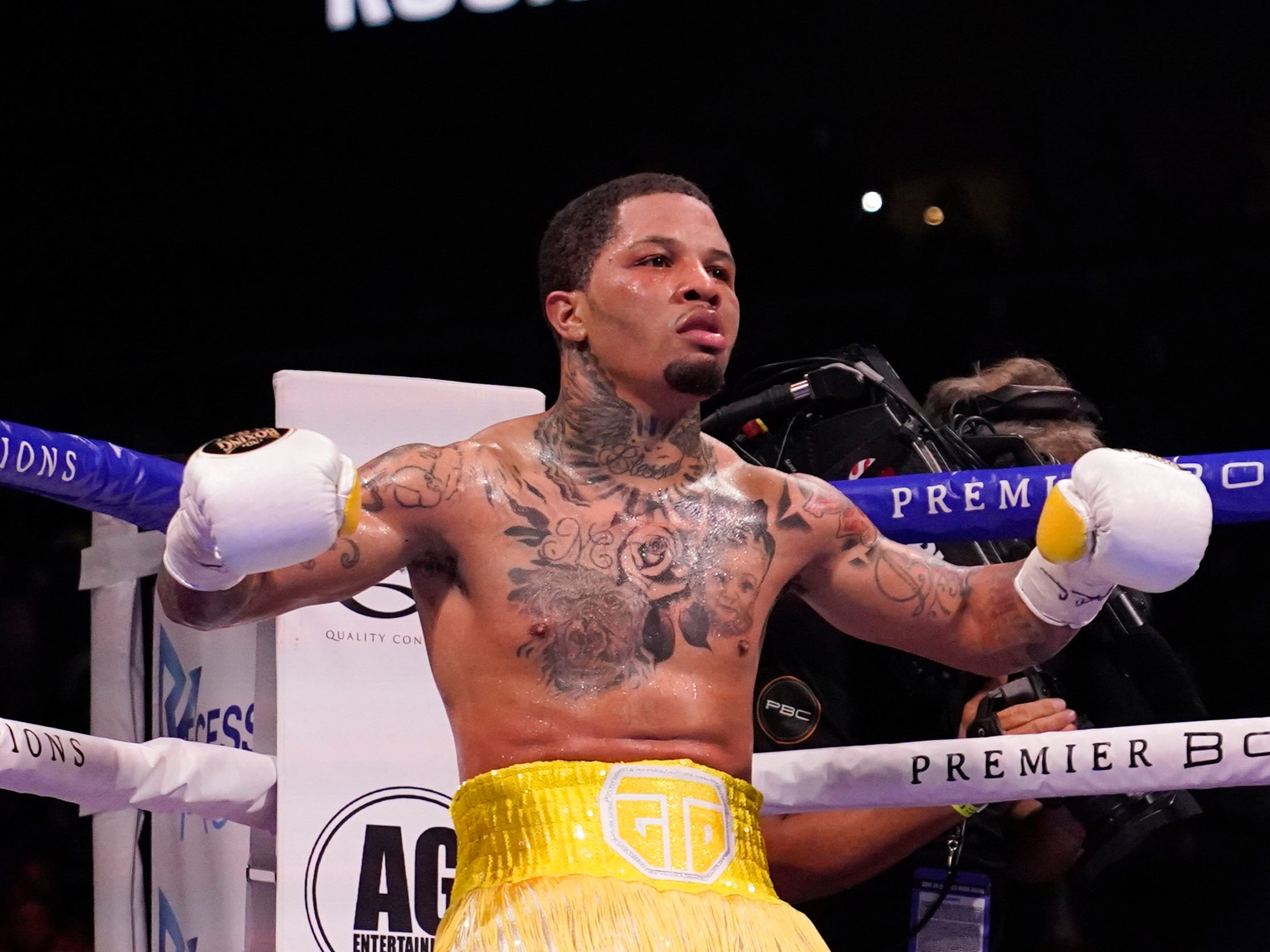 Gervonta Davis celebrates defeating Mario Barrios