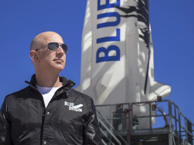 <p>Bezos inspects New Shepard’s west Texas launch facility before his Blue Orbit rocket’s maiden voyage</p>