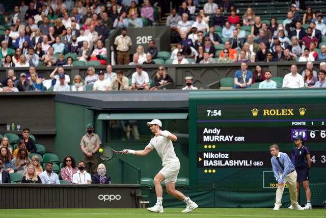 Andy Murray was back playing a singles match on Centre Court at Wimbledon for the first time since 2017