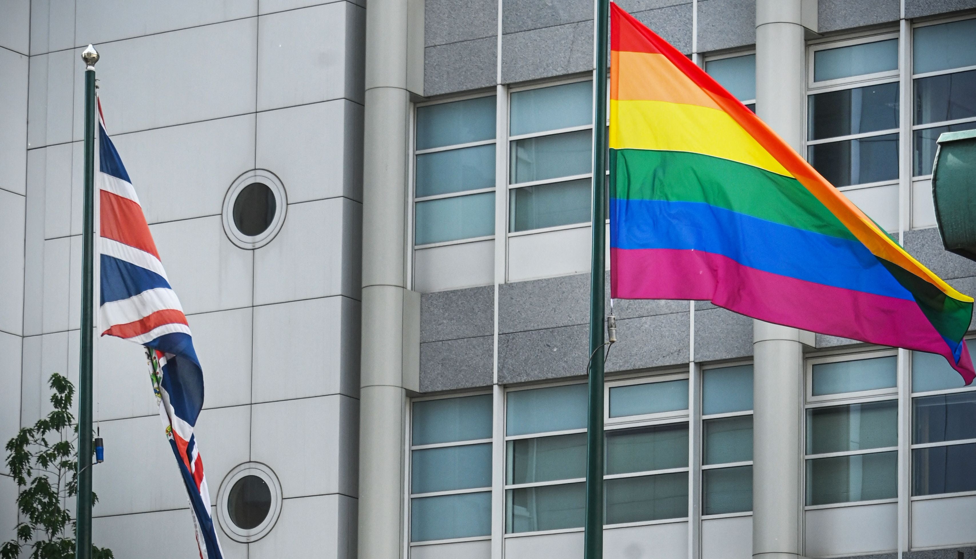 File image: British embassies around the world have displayed rainbow flags this month to mark Pride
