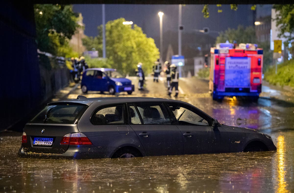 Torrential rain hits German leading to accidents, floods