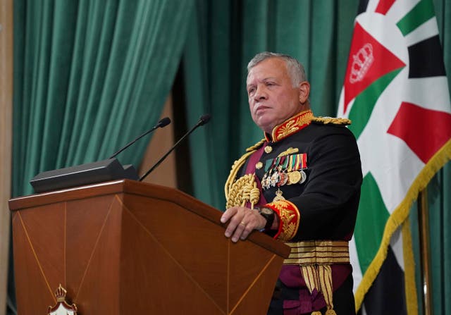 <p>Jordan’s King Abdullah II gives a speech to parliament, in Amman, Jordan. </p>