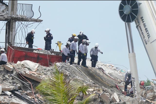 <p>Rescue workers continue to search the rubble of Champlain Towers South</p>