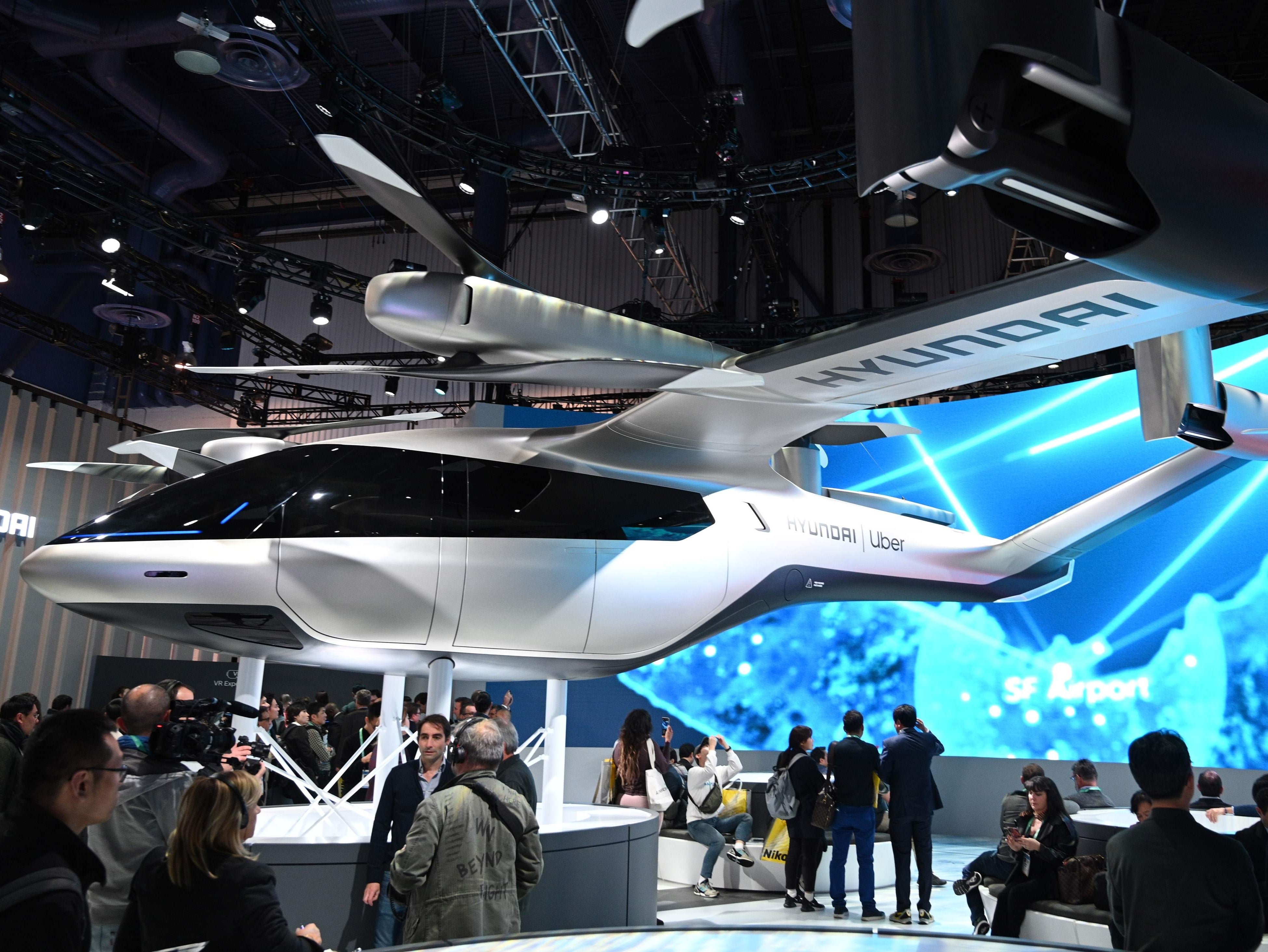 <p>The Hyundai S-A1 electric Urban Air Mobility concept displayed at the 2020 Consumer Electronics Show in Las Vegas</p>
