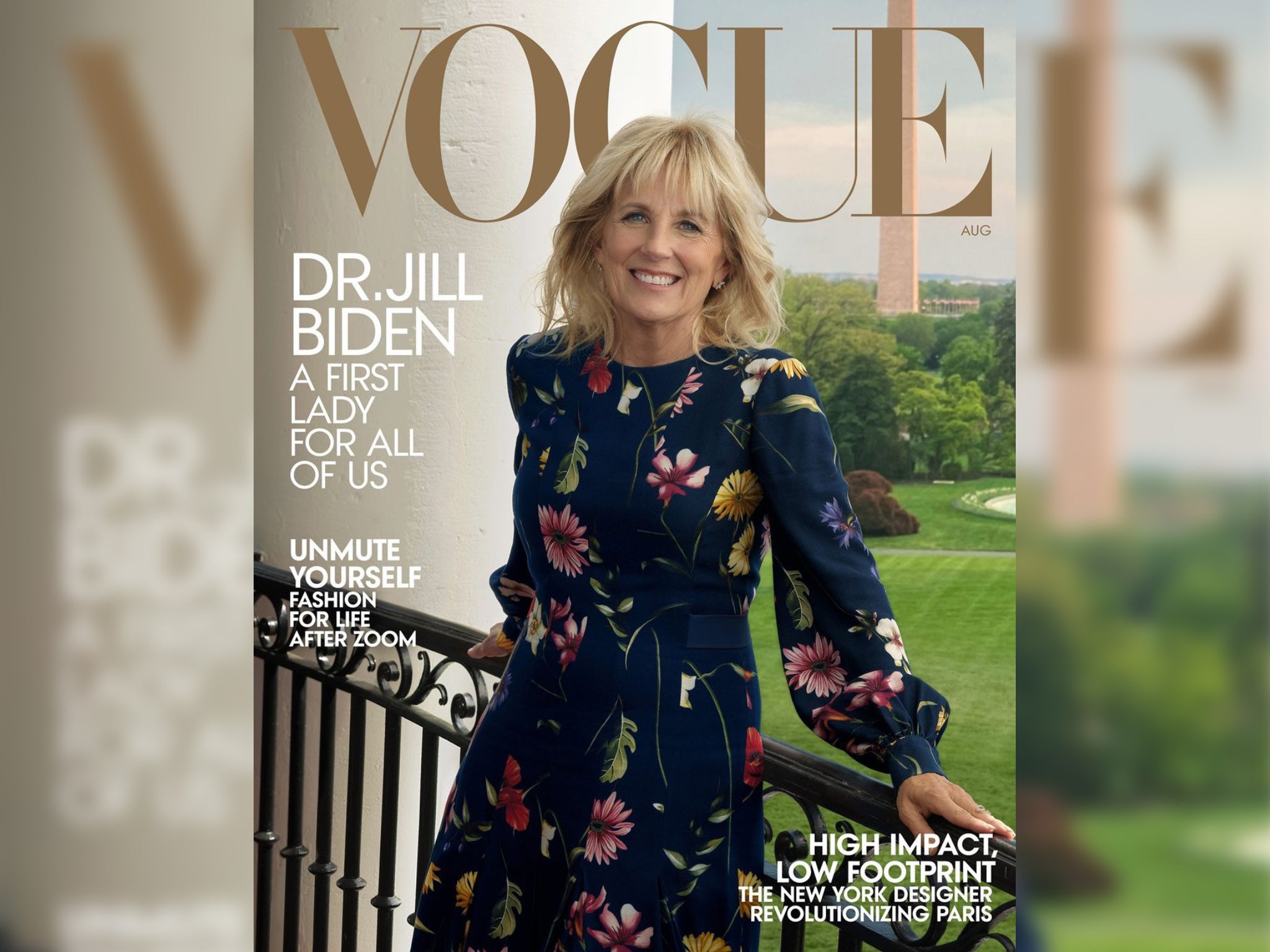 Jill Biden on the cover of the upcoming August issue of Vogue magazine