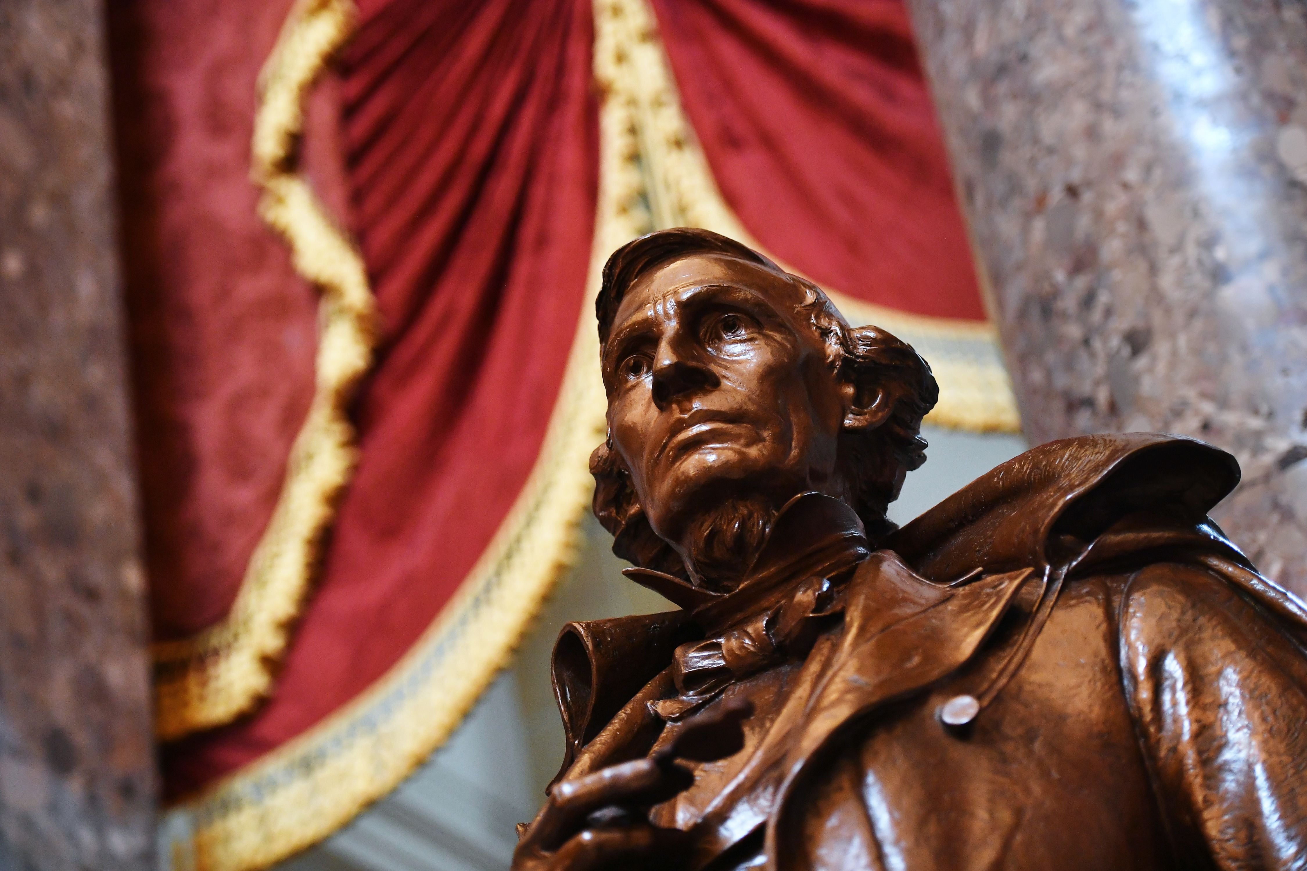A statue of Confederate president Jefferson Davis in the US Capitol could be removed under legislation targeting statues of Confederate leaders and white supremacists.