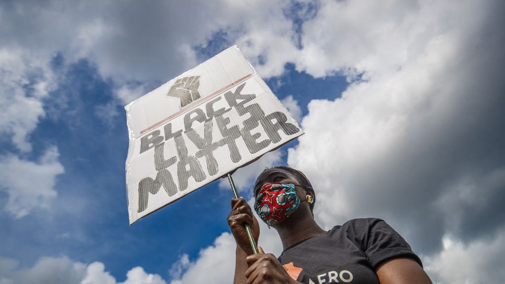 A Black Lives Matter protest. A spokesperson says the conviction is historic