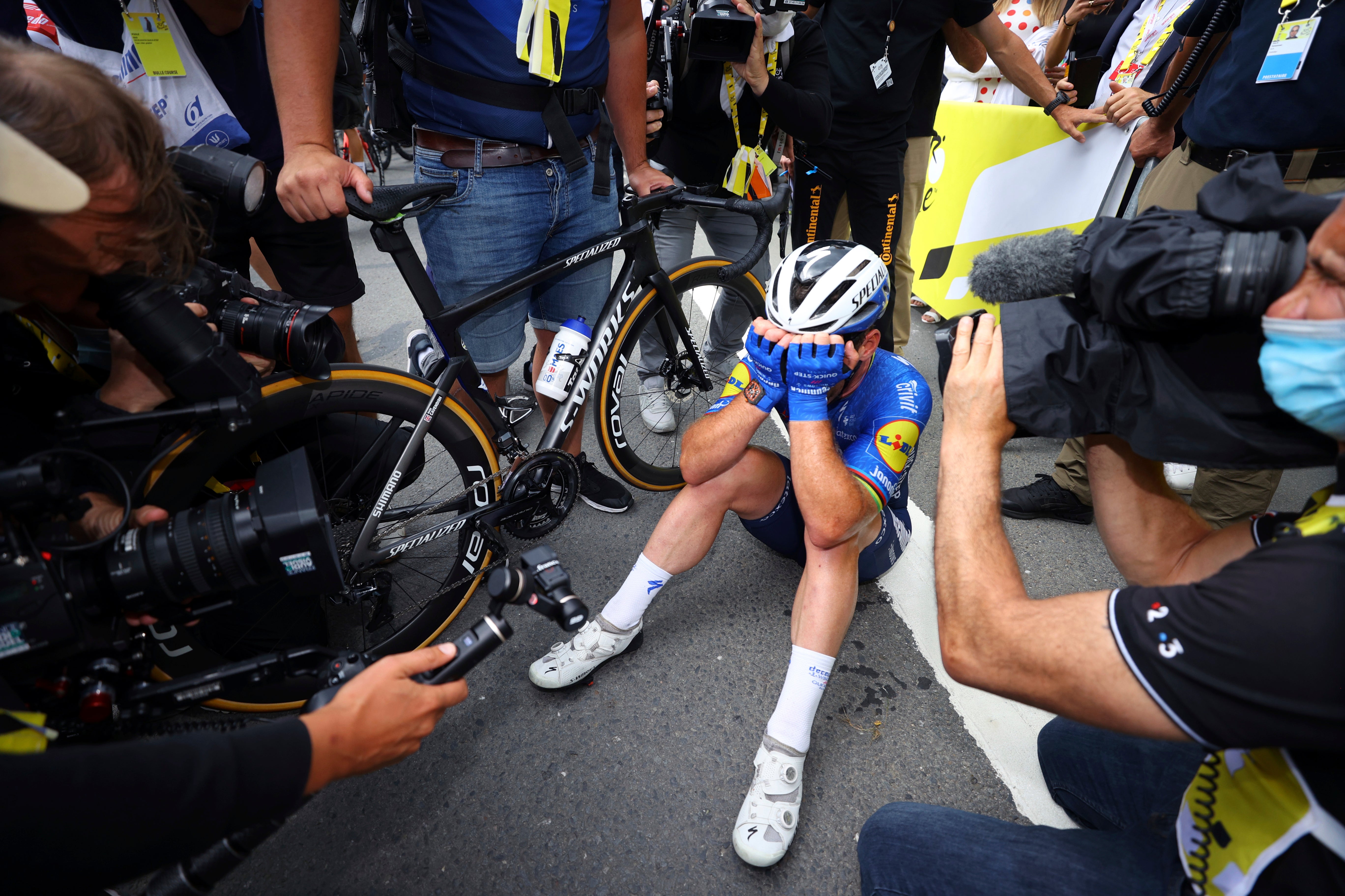 Mark Cavendish collapsed in tears after his 31st Tour stage victory