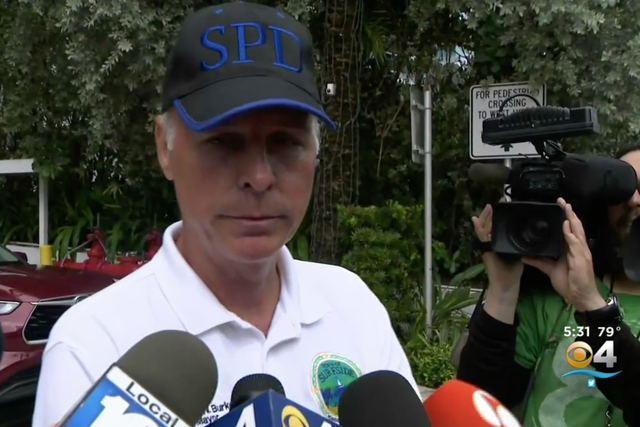 <p>Charles Burkett, mayor of Surfside, Florida, tells reporters the search for survivors at Champlain Towers South will continue</p>