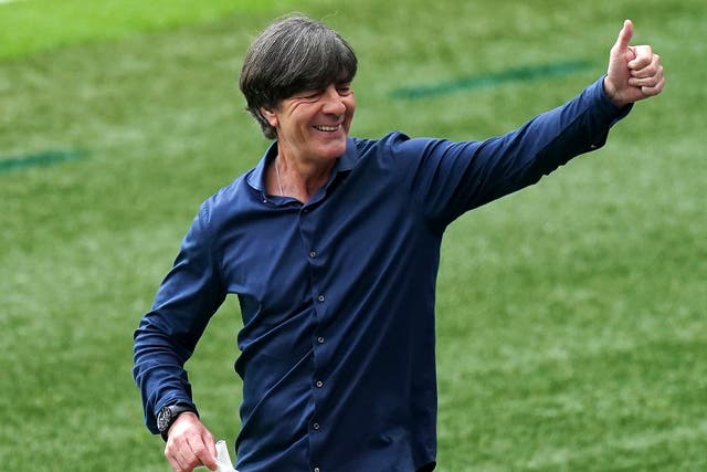 <p>Germany manager Joachim Low gives a thumbs up</p>