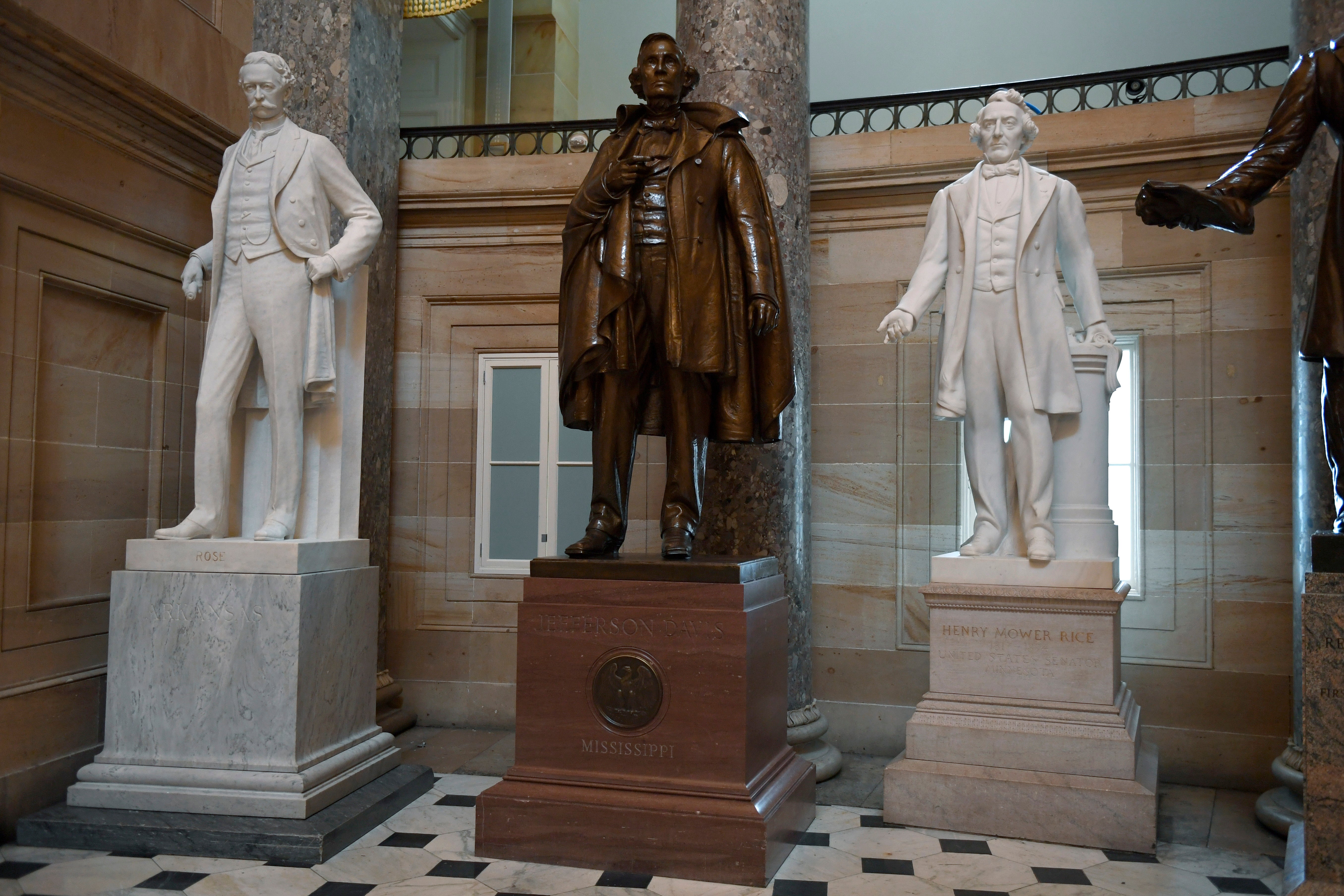 A statue of Confederate president Jefferson Davis in the US Capitol’s Statuary Hall could be removed under a proposal to remove monuments to Confederate figures.