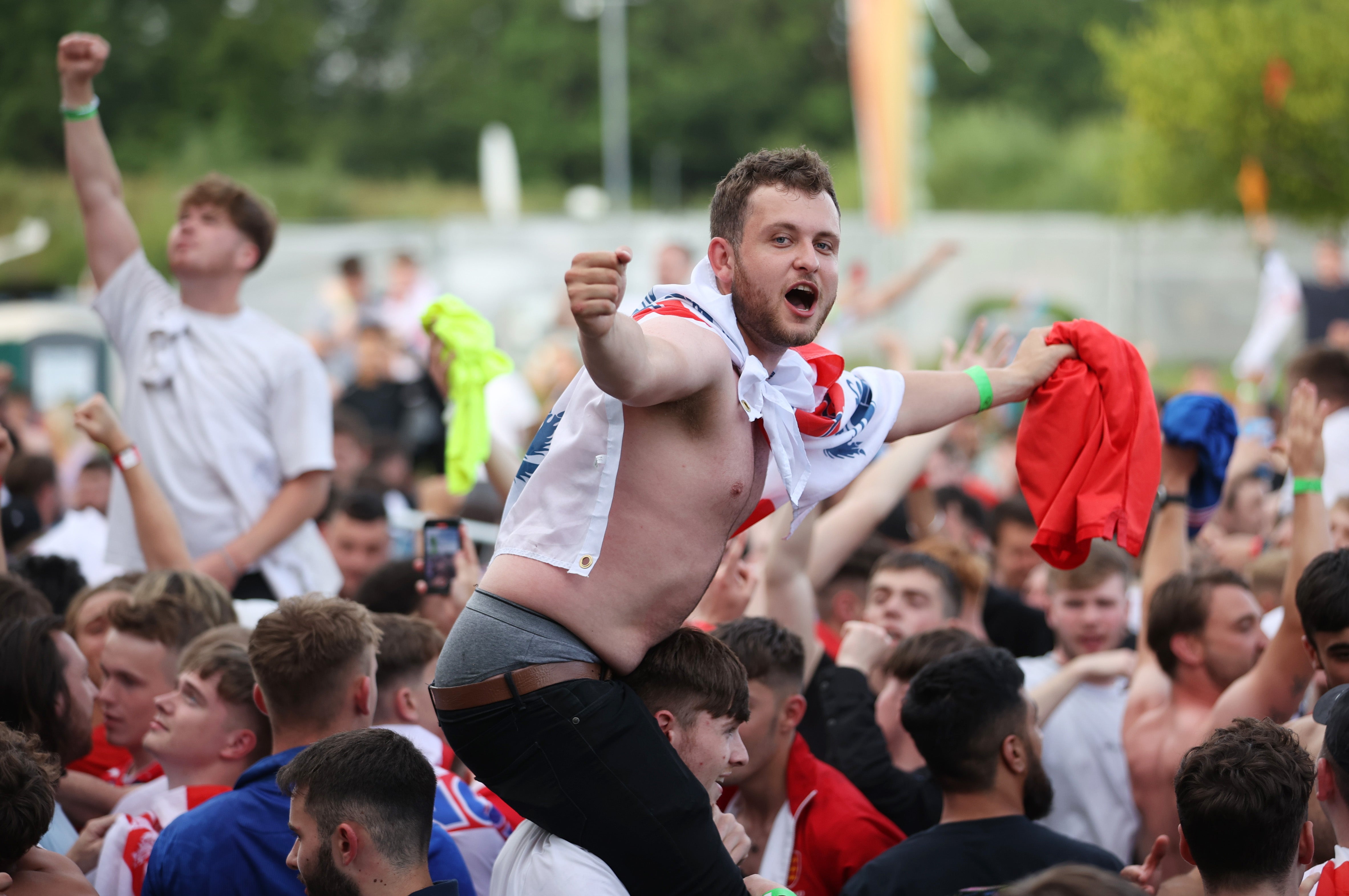 Fans celebrate England’s win over Germany in Manchester