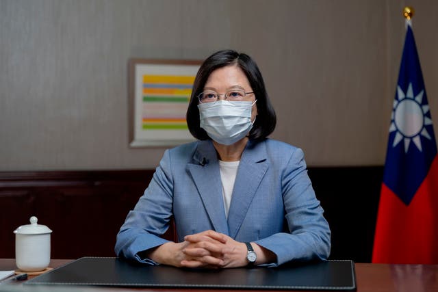 <p>In this photo released by the Taiwan Presidential Office, president Tsai Ing-wen speaks at the presidential office on 20 June, 2021</p>