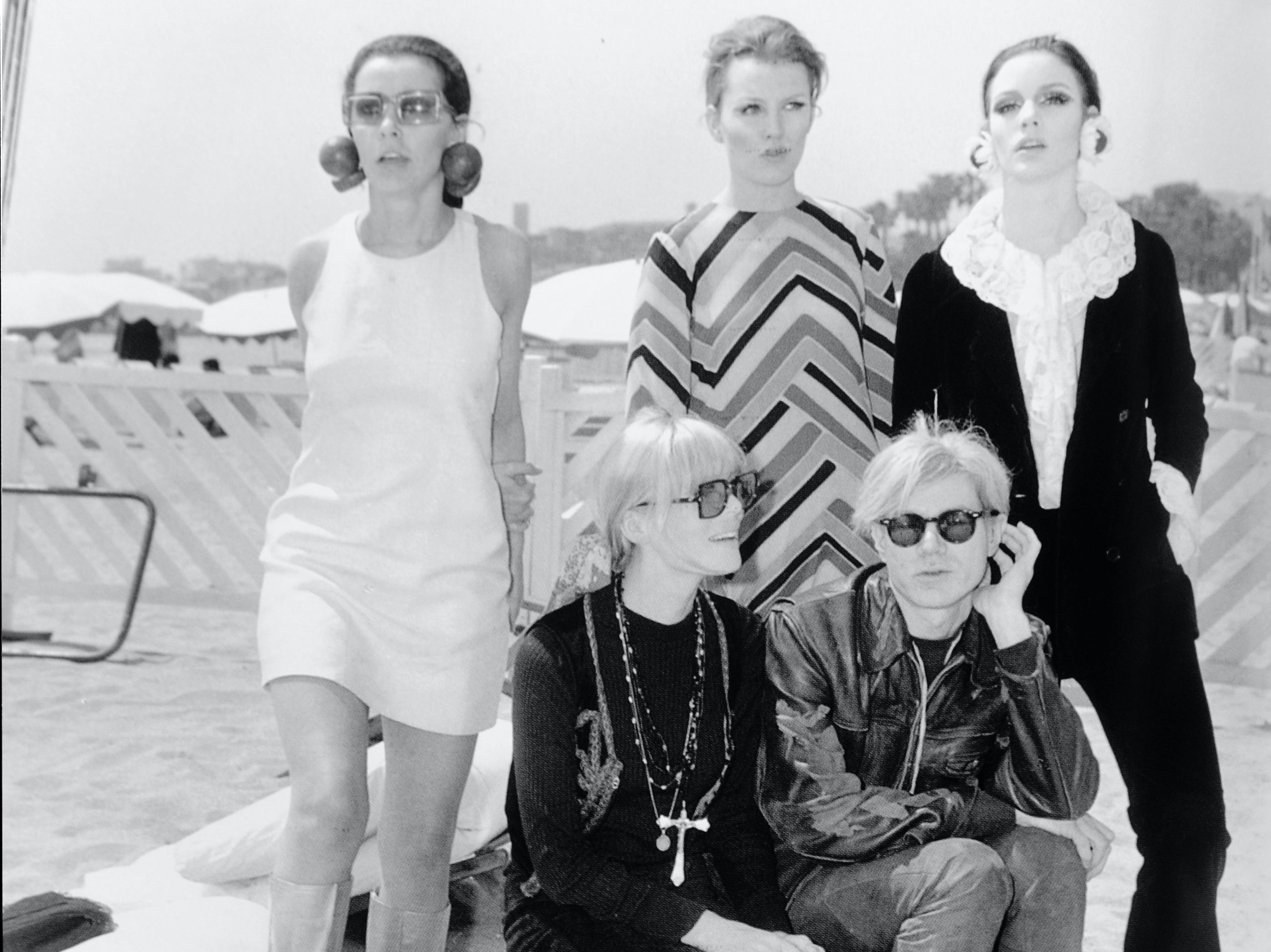 Nico (front left) with Andy Warhol at the Cannes film festival in 1967