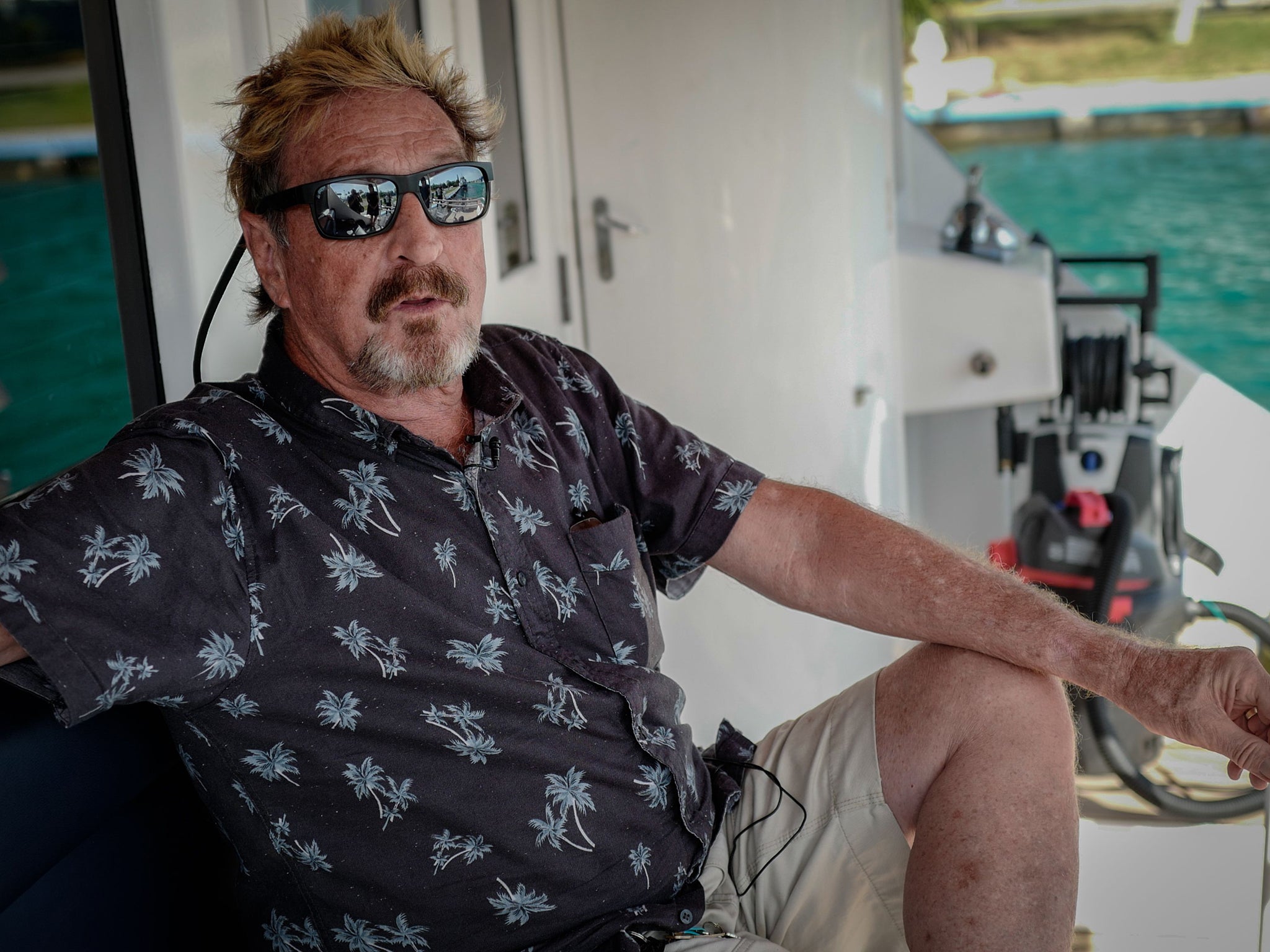 McAfee fled to the Caribbean on his yacht, the ‘Great Mystery’, after prosecutors accused him of hiding assets from the IRS