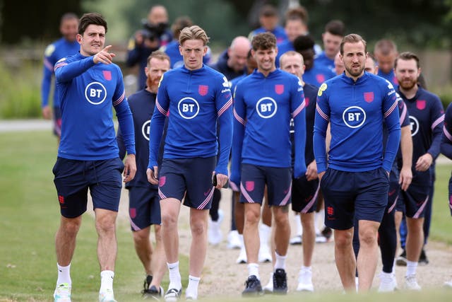 <p>England’s squad prepare for training at St George’s Park</p>
