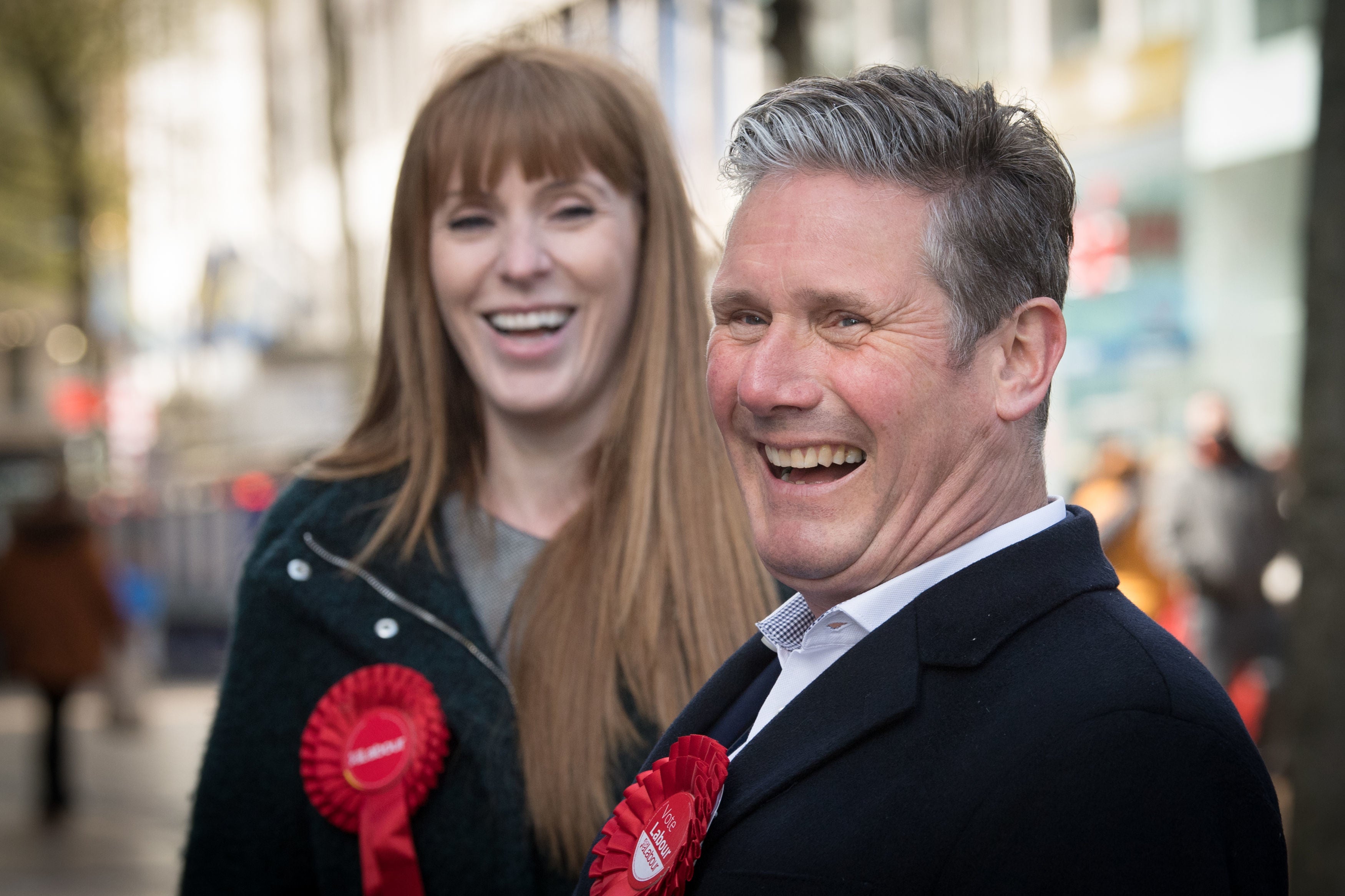 Sir Keir Starmer with Angela Rayner during a visit to Birmingham