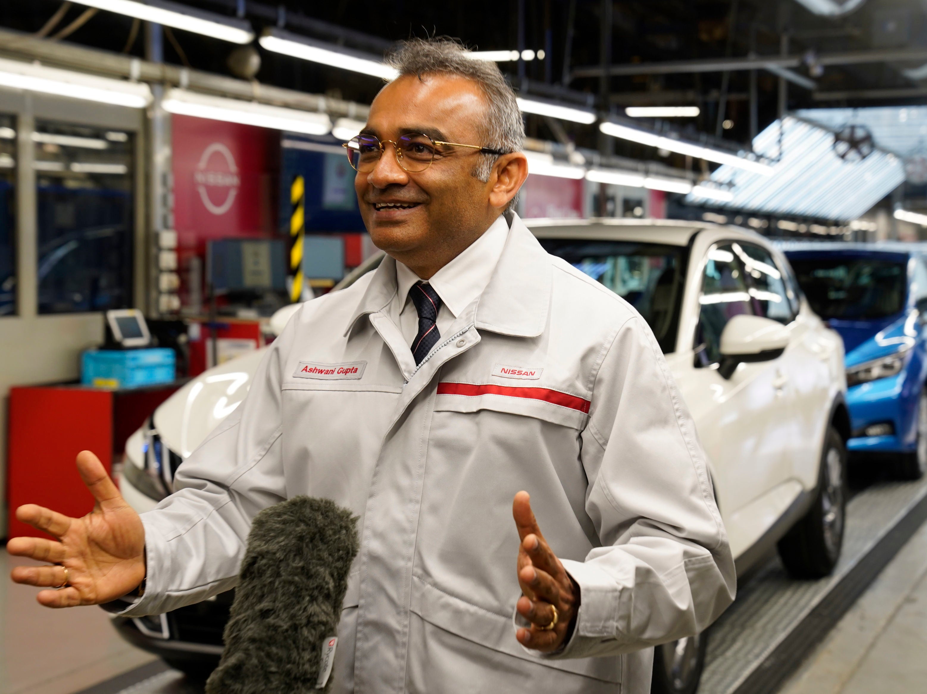 Nissan’s chief operating officer Ashwani Gupta talks to the media in Sunderland after announcing the Japanese car giant’s new venture