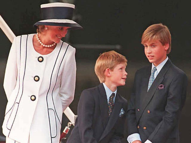 <p>Princess Diana, Prince Harry and Prince Willam</p>
