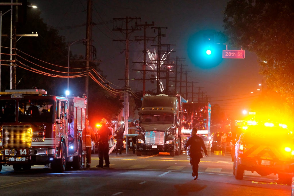 Nine police officers among 17 hurt in illegal fireworks blast in Los Angeles