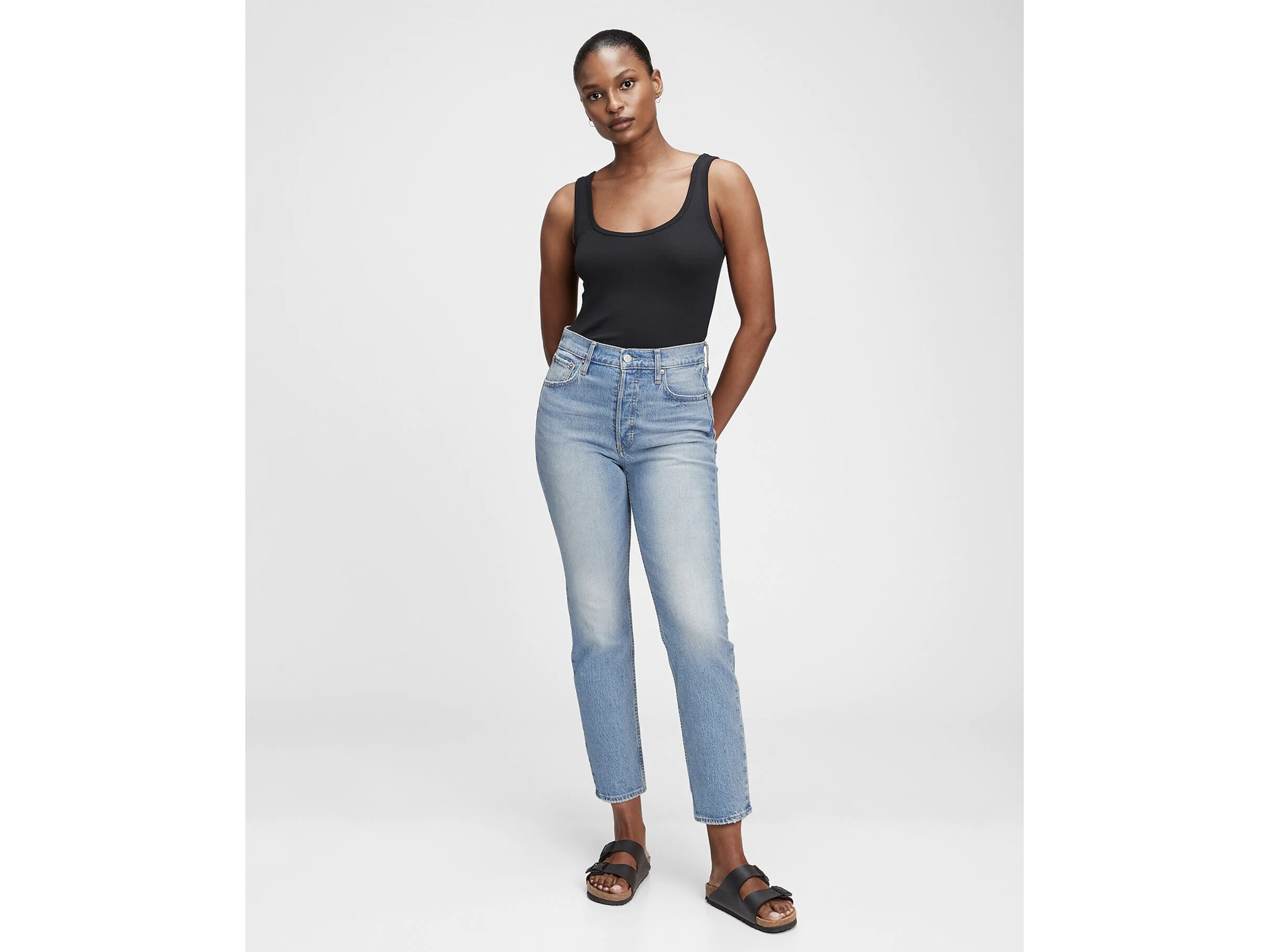 Gap high rise cheeky straight leg jeans: Was £49.95, now £34.96, Gap.co.uk