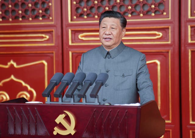 <p>President Xi Jinping delivers a speech at a ceremony marking the centenary of the Communist Party on 1 July, 2021</p>