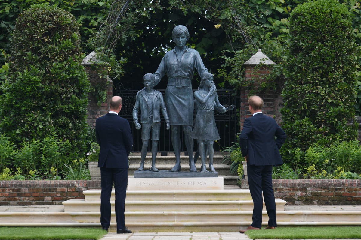 Who are the children surrounding the Princess Diana statue?